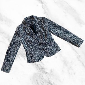 Sandro Studio Zebra Print Cropped Jacket Size Small Animal Print Black and White